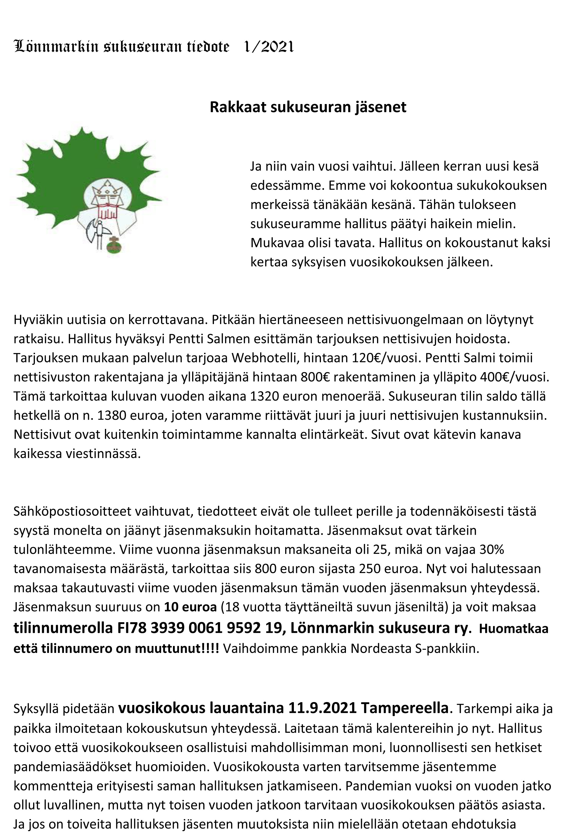 Sukuseuran tiedote 1 2021 1