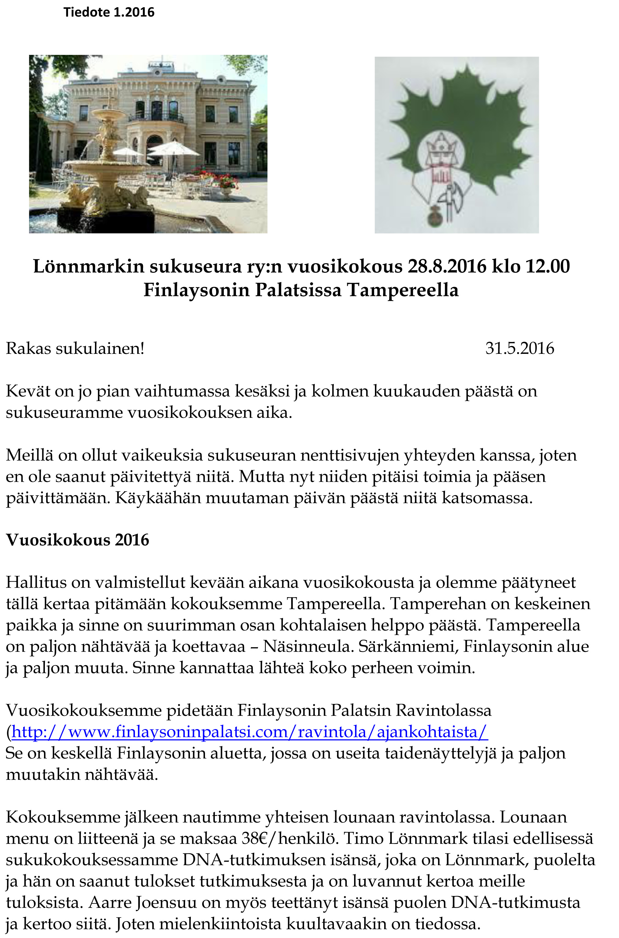 Tiedote 1 2016 1